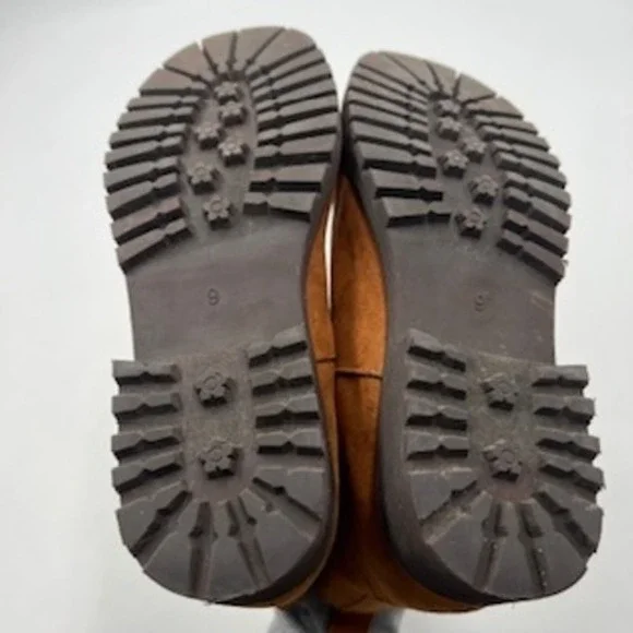 American Eagle Womens Cognac Brown Faux Suede Sherpa Lined Chelsea Boots Size 9 - Picture 9 of 9